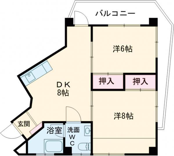 西野ビル(2DK/2階)の間取り写真