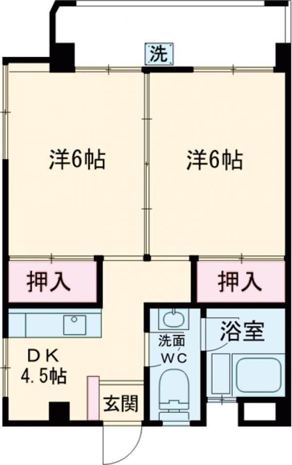 西野ビル(2DK/4階)の間取り写真