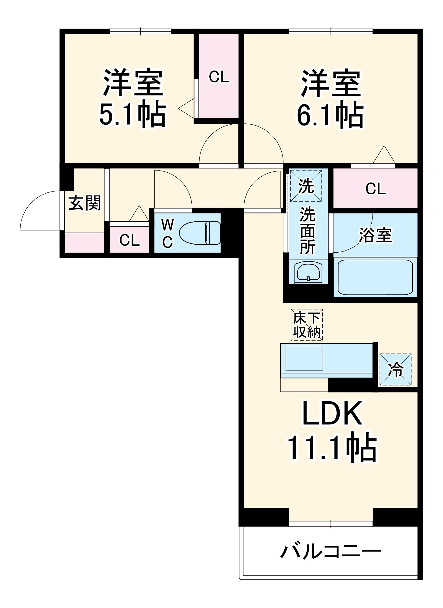 メゾンクレール(2LDK/1階)の間取り写真