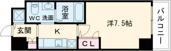 アクアプレイス京都洛南Ⅲ(1K/3階)の間取り写真