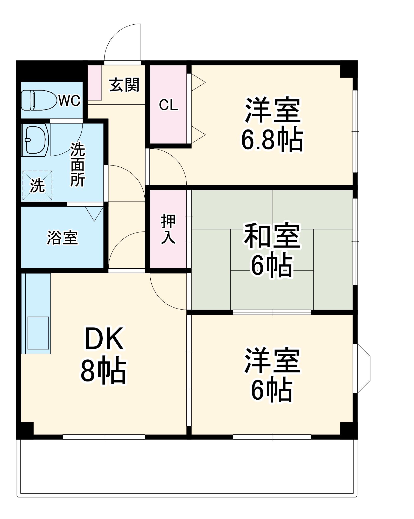 フローラ林A(3LDK/2階)の間取り写真