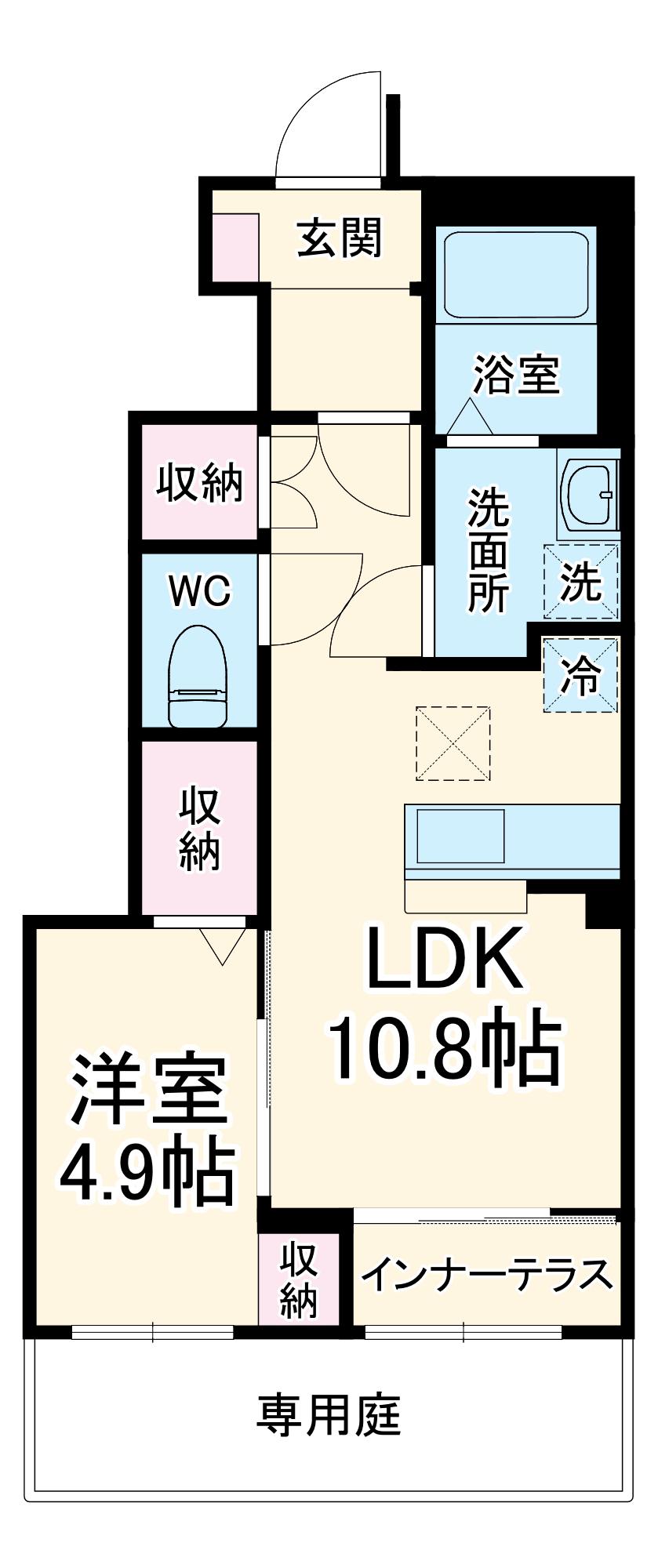 柳島アパートA棟計画(1LDK/1階)の間取り写真