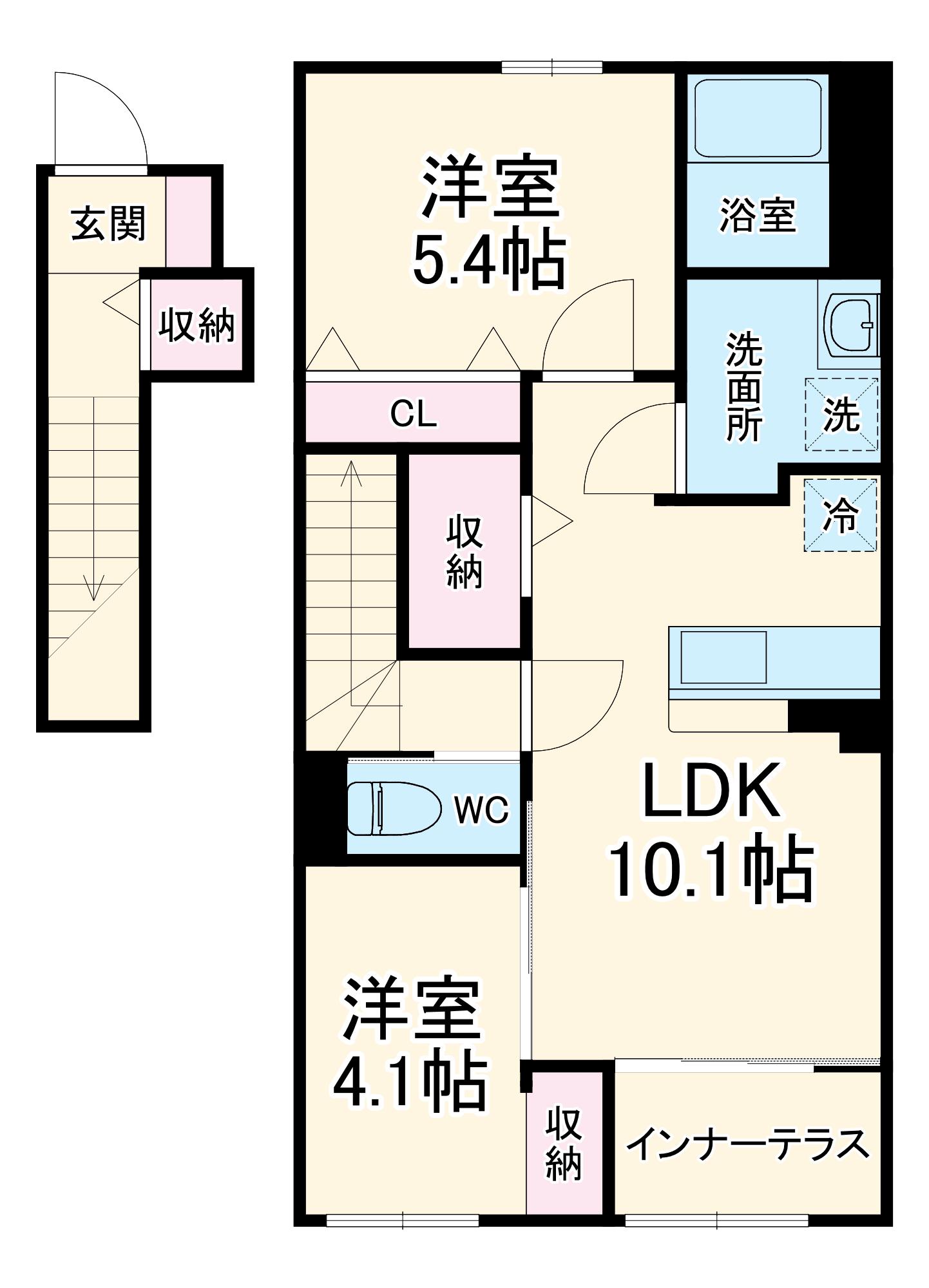 柳島アパートA棟計画(2LDK/2階)の間取り写真