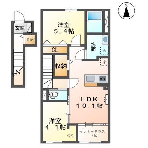 柳島アパートA棟計画(2LDK/2階)の間取り写真