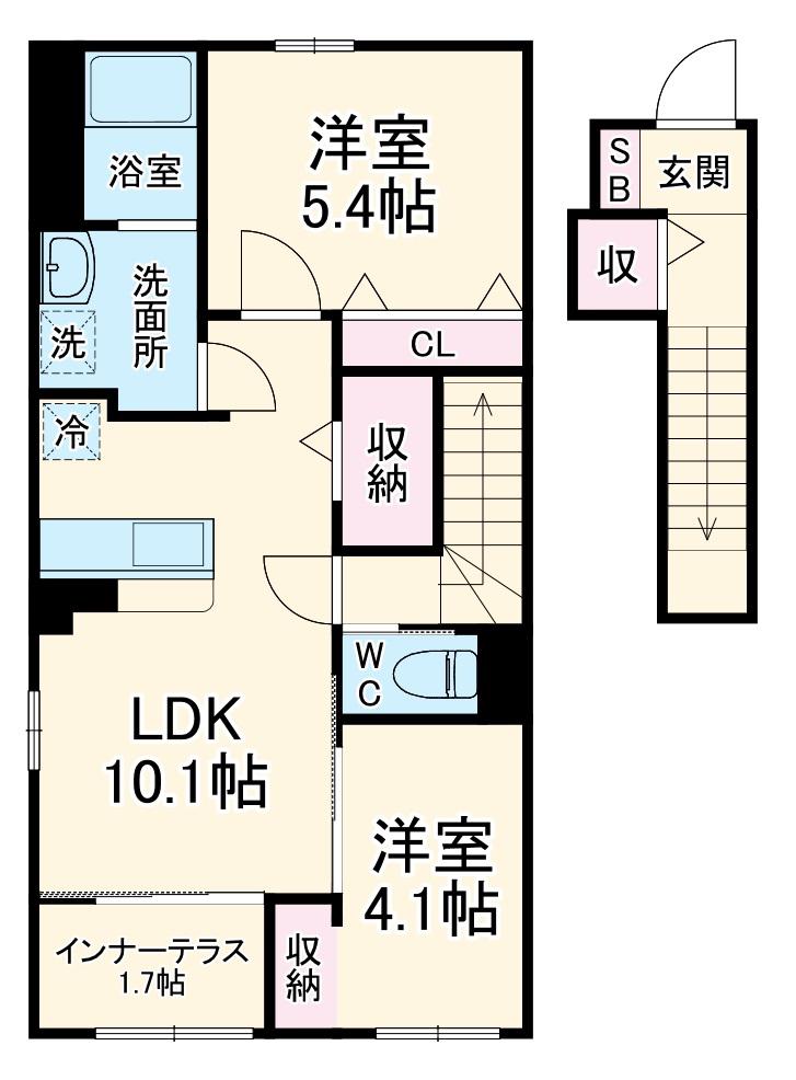 柳島アパートA棟計画(2LDK/2階)の間取り写真