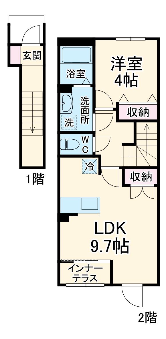 柳島アパートB棟計画(1LDK/2階)の間取り写真