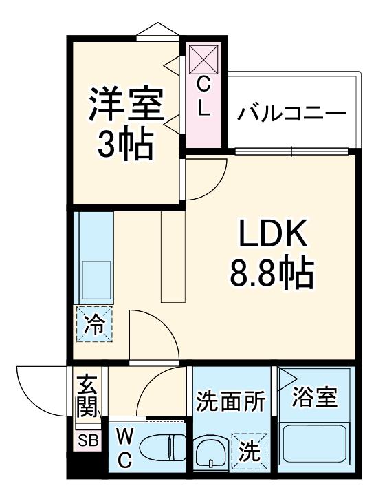 FICA桶川(1LDK/1階)の間取り写真
