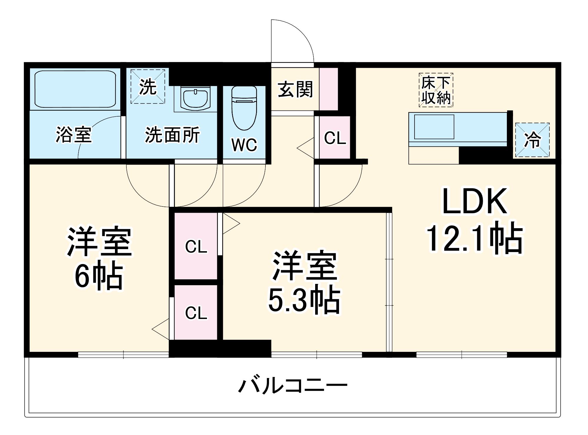 メゾンクレール(2LDK/1階)の間取り写真