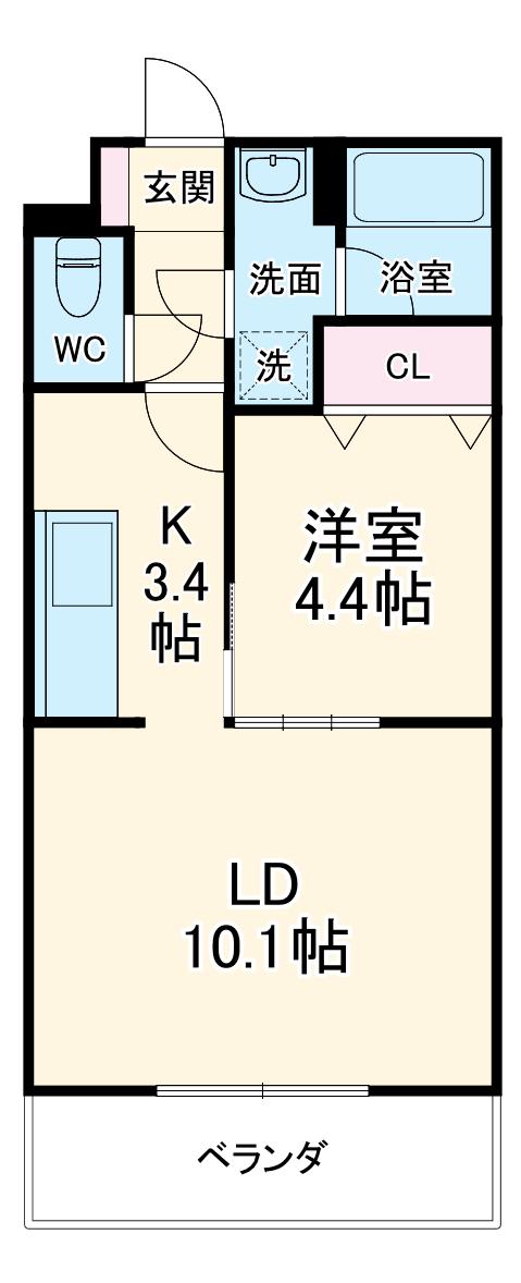 エスメラルダ(1LDK/2階)の間取り写真