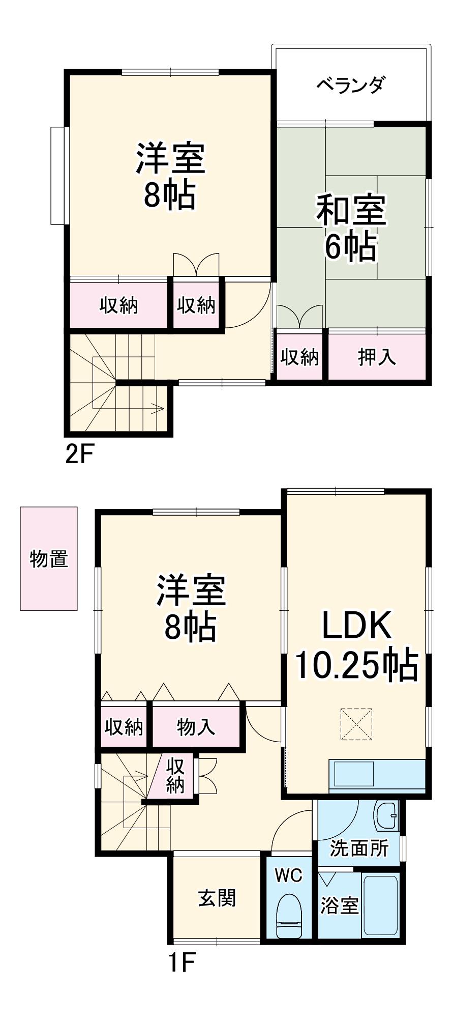 東武伊勢崎・大師線 谷塚駅 徒歩14分 2階建 築42年(3LDK)の間取り写真