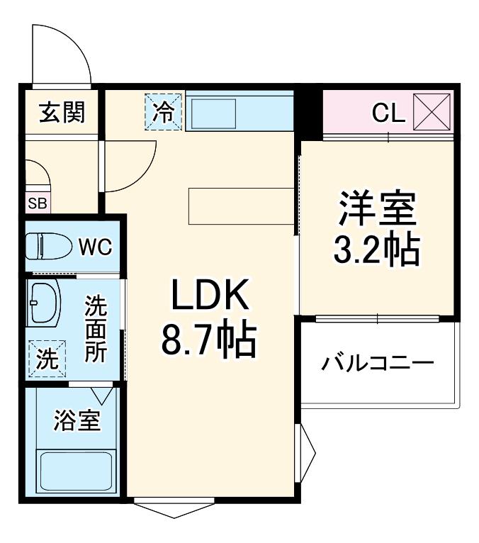 FICA桶川(1LDK/1階)の間取り写真