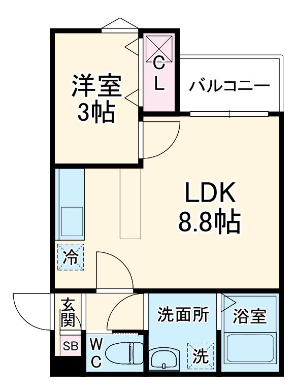 FICA桶川(1LDK/1階)の間取り写真