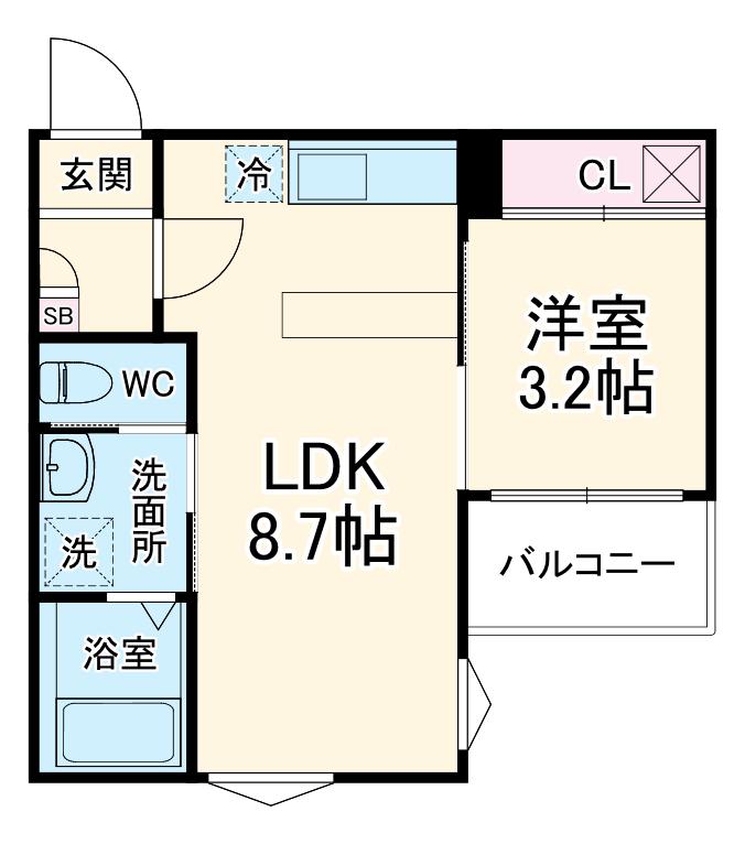 FICA桶川(1LDK/1階)の間取り写真