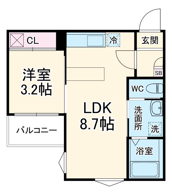 FICA桶川(1LDK/1階)の間取り写真