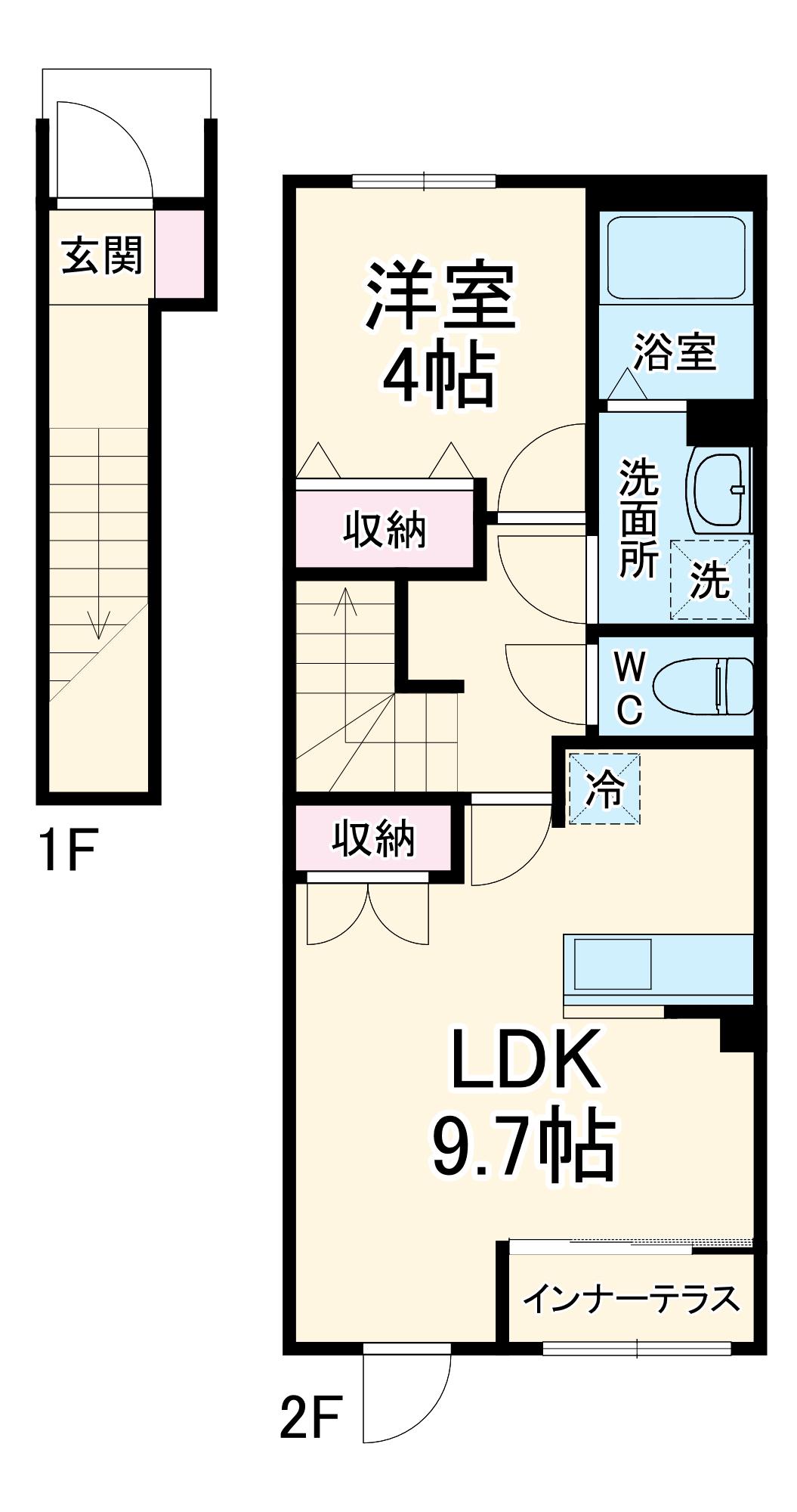 柳島アパートB棟計画(1LDK/2階)の間取り写真