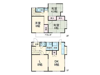 テラス片瀬　Ａ棟(3LDK)の間取り写真