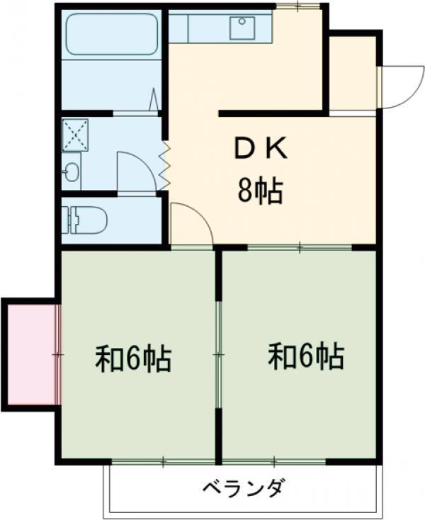 コスモプラザ(2DK/2階)の間取り写真