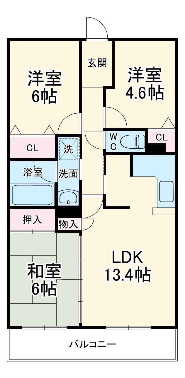 サンマンションアトレ黒沢台(3LDK/4階)の間取り写真