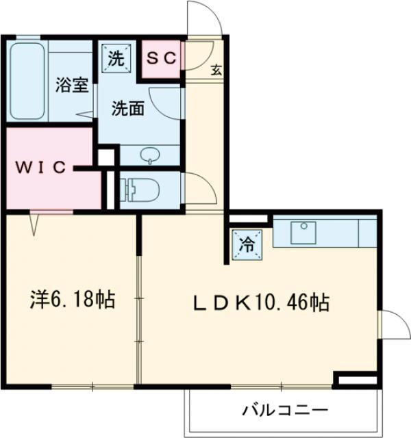 ソレイユ(1LDK/3階)の間取り写真