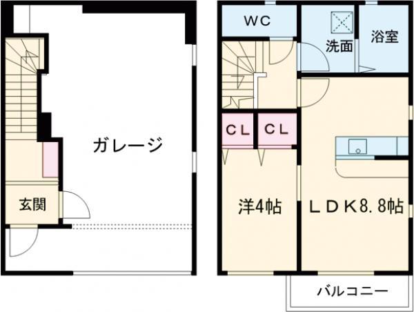 LIBERTA A棟(1LDK/1階)の間取り写真