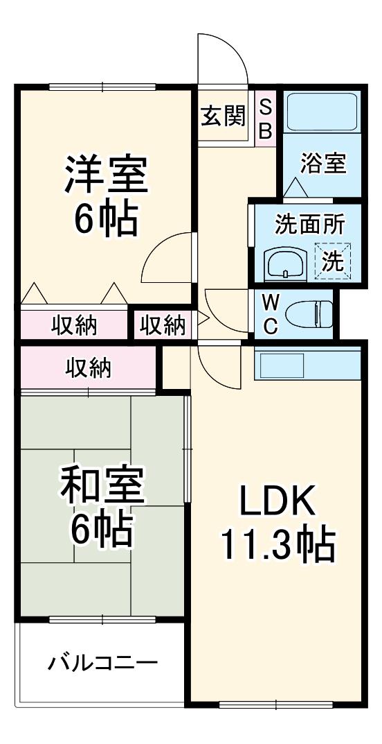 シャトレ山手台(2LDK/1階)の間取り写真