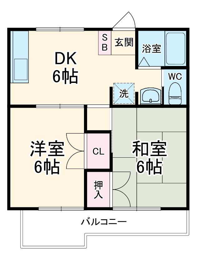リバーイースト(2DK/2階)の間取り写真