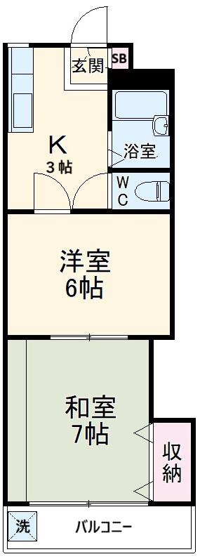 メゾン西山(2K/2階)の間取り写真