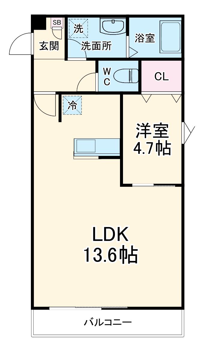 シエーナ北小金Ⅱ(1LDK/2階)の間取り写真