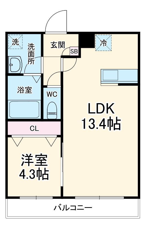 シエーナ北小金Ⅲ(1LDK/2階)の間取り写真