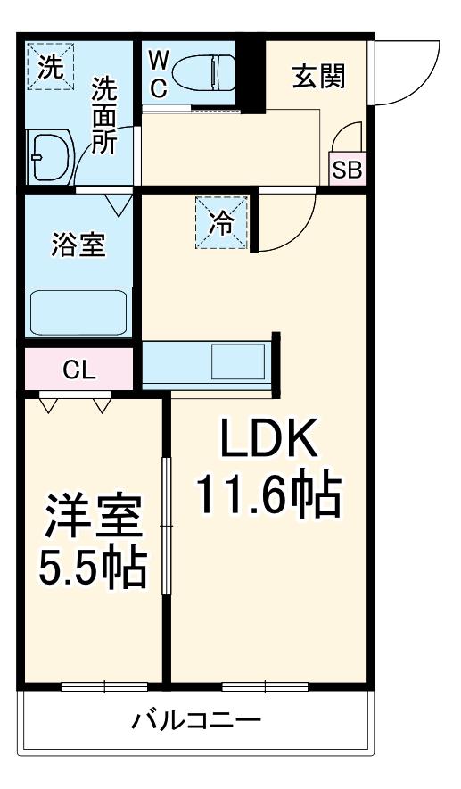 シエーナ北小金Ⅲ(1LDK/1階)の間取り写真