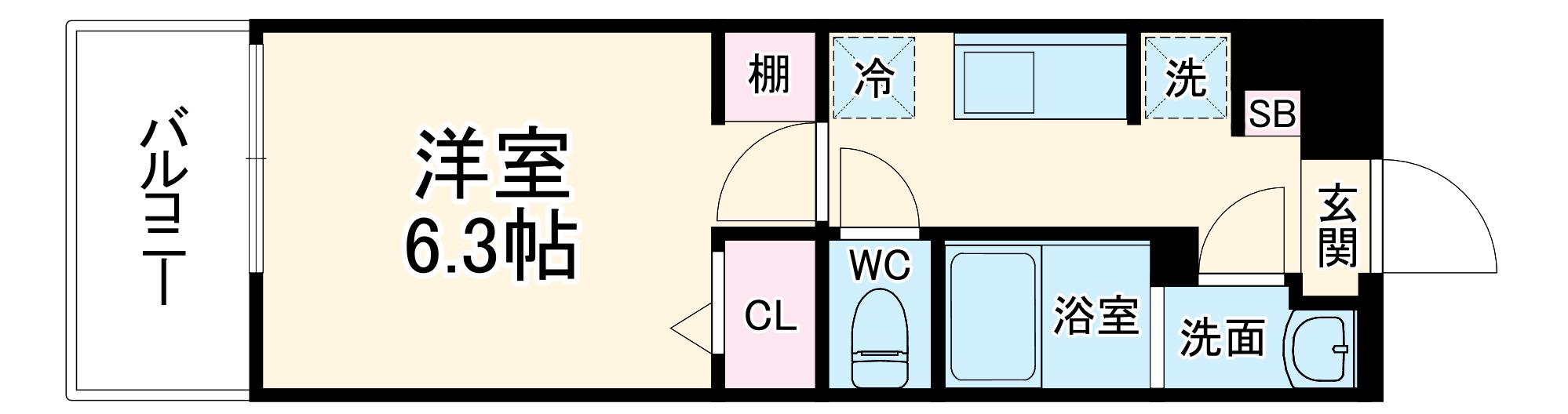 リブリ・保土ヶ谷区東川島町(1K/1階)の間取り写真