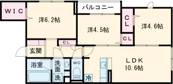 セレスティア一之江(3LDK/3階)の間取り写真