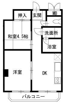 サザンハイム八王子(2DK/2階)の間取り写真