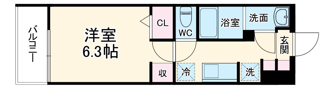 リブリ・保土ヶ谷区東川島町(1K/3階)の間取り写真