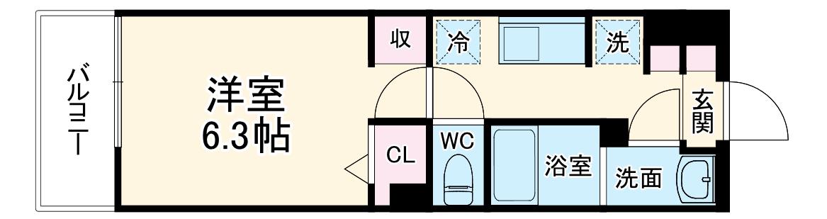 リブリ・保土ヶ谷区東川島町(1K/2階)の間取り写真