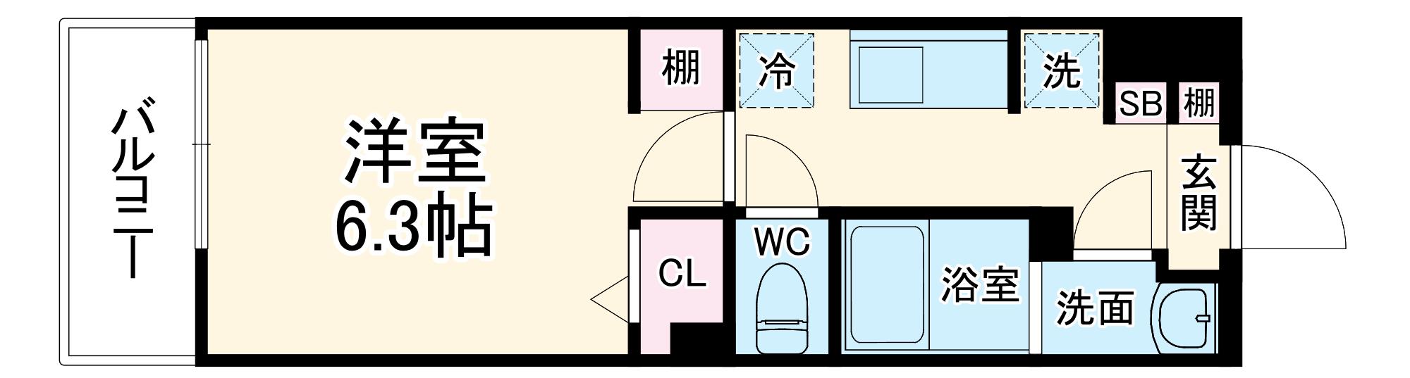リブリ・保土ヶ谷区東川島町(1K/3階)の間取り写真