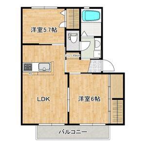 アンシャーリー A(2LDK/2階)の間取り写真