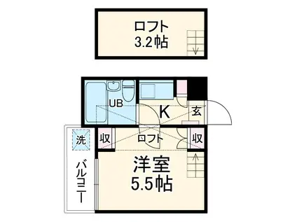 ジュネパレス浦安第06(1K/2階)の間取り写真