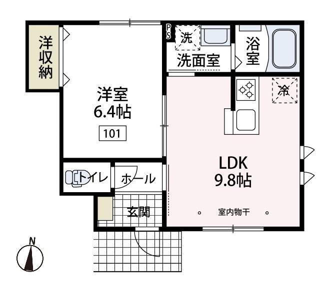 ラベイユⅠ(1LDK/1階)の間取り写真