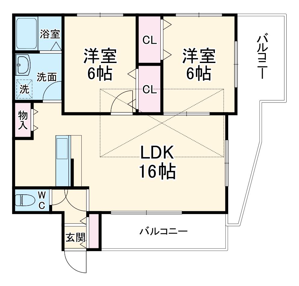 OPUSⅢ A棟(2LDK/2階)の間取り写真