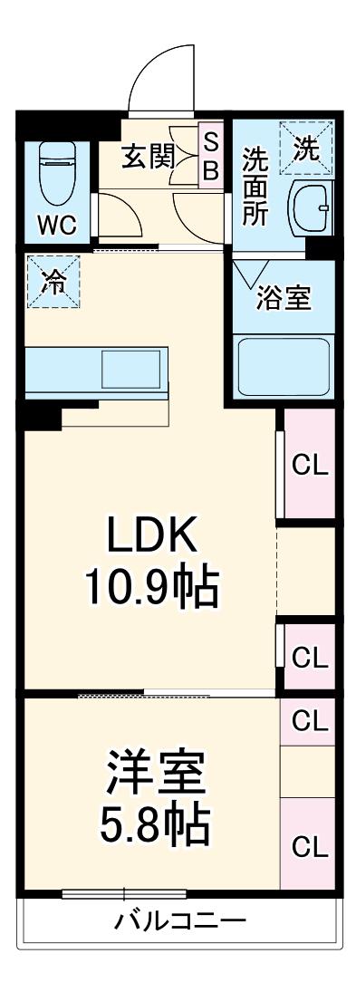リブリ大熊(1LDK/3階)の間取り写真