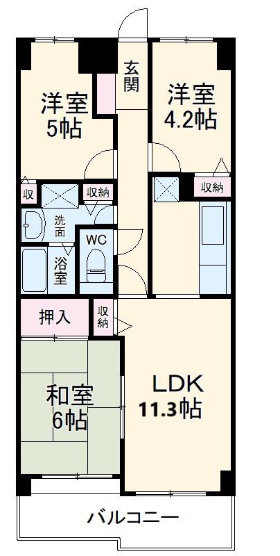 山ノ内パークホームズ(3LDK/3階)の間取り写真