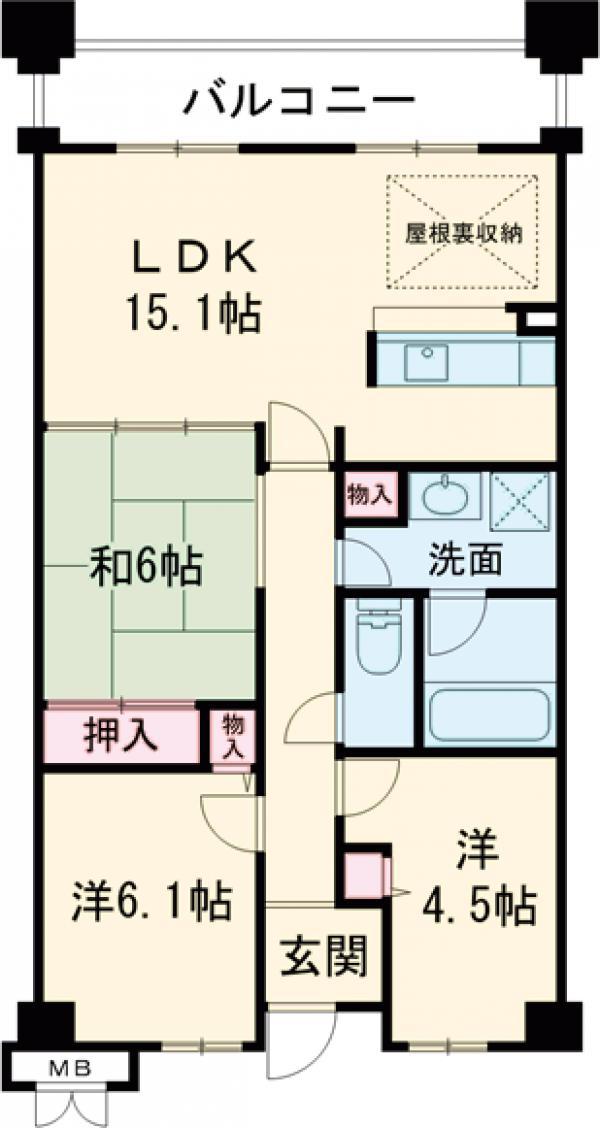 アクアパークCITY岸和田南2番館(3LDK/12階)の間取り写真