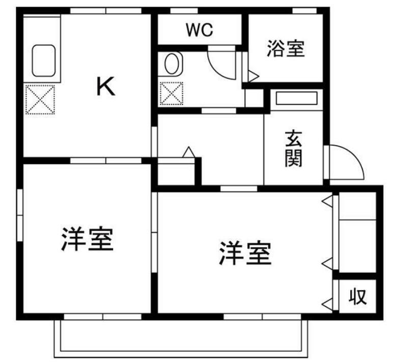 プランドール A棟(2DK/2階)の間取り写真