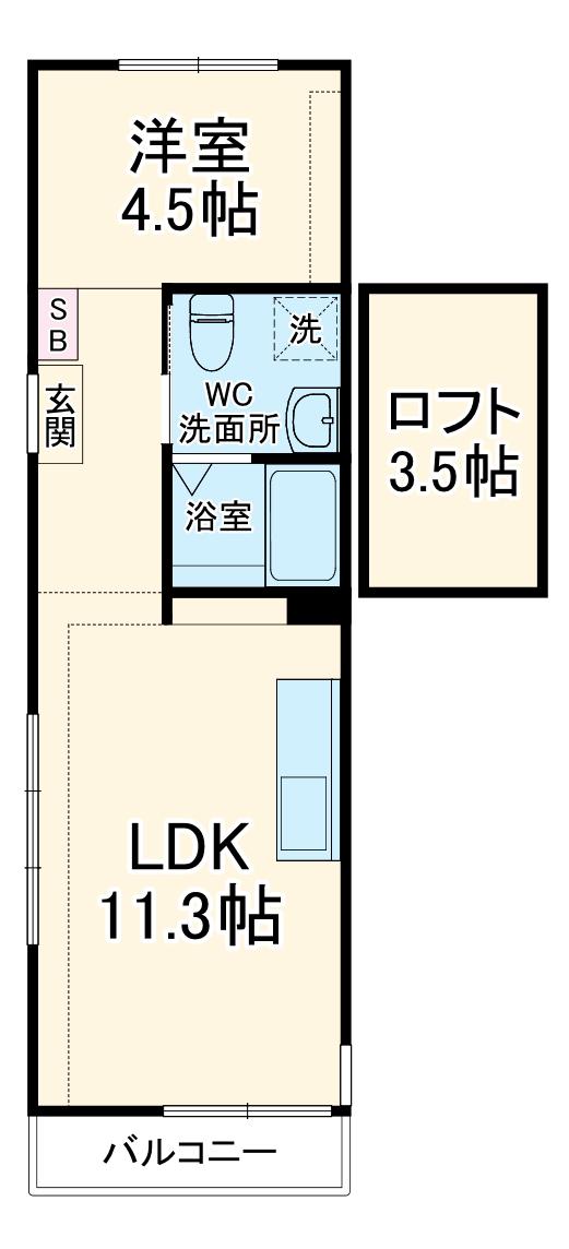 THE ORCHARD YAHATA C棟(1LDK/2階)の間取り写真