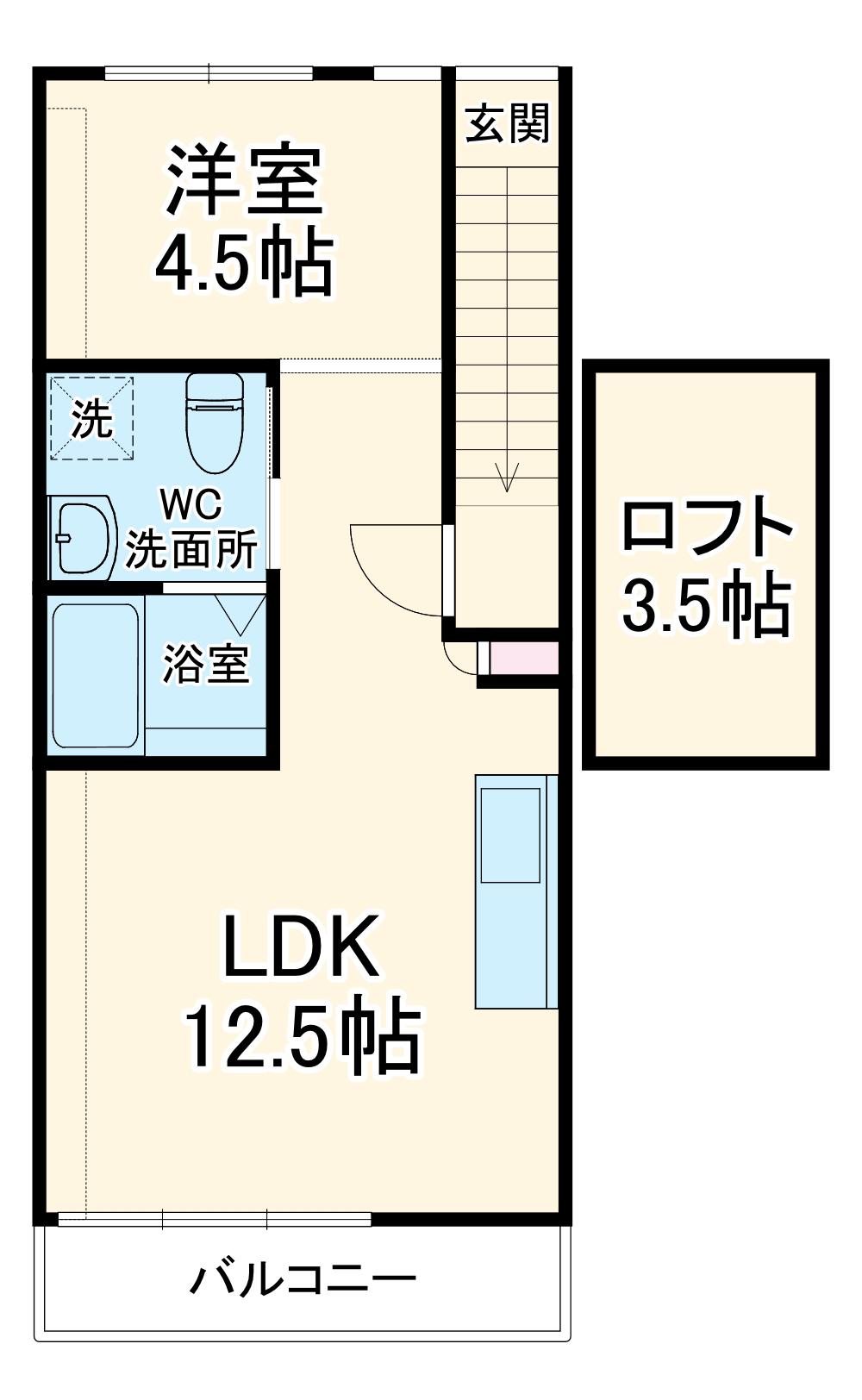 THE ORCHARD YAHATA C棟(1LDK/2階)の間取り写真