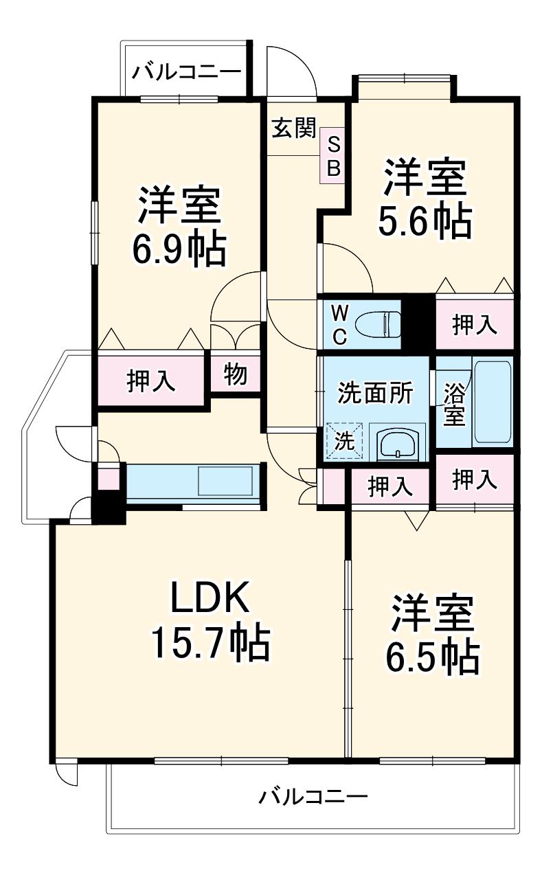 シンフォニー(3LDK/6階)の間取り写真