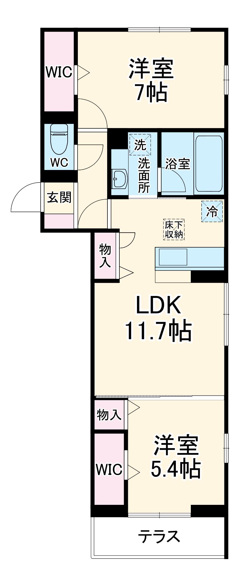 フレアⅡ(2LDK/1階)の間取り写真