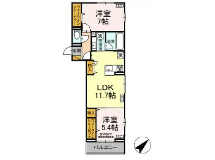 フレアⅡ(2LDK/2階)の間取り写真