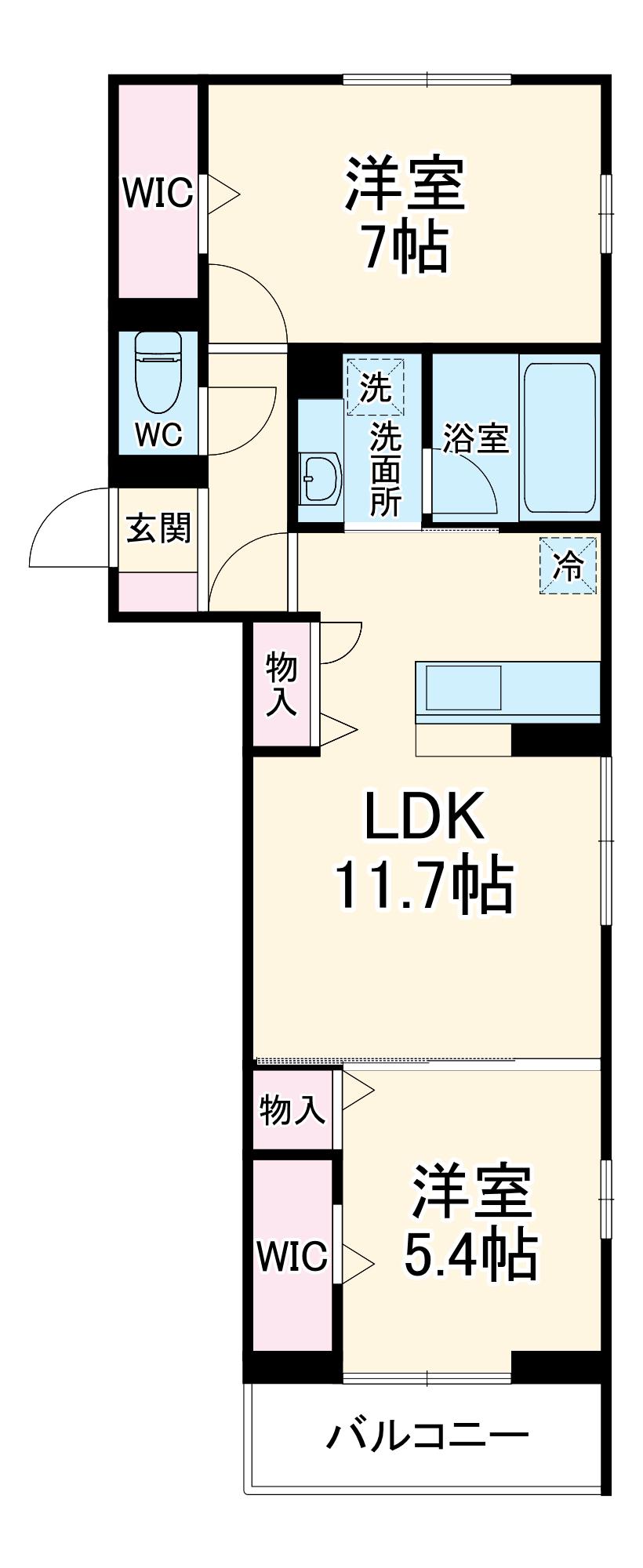 フレアⅡ(2LDK/3階)の間取り写真